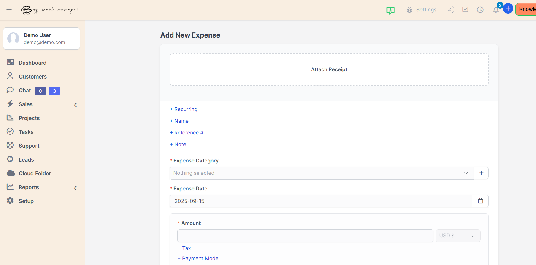 Expenses Screenshot